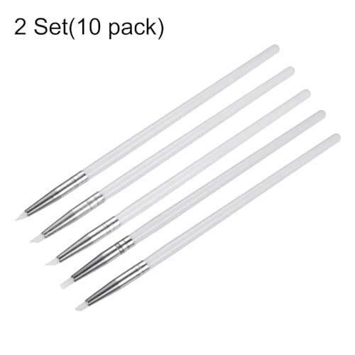 Generic 10pcs Clay Sculpting Tool Set, Clay Sculpting Shaper Rubber Tip Shaping Pen Silicone Brushes Shaping Carving Modeling Tool for Ceramic Sculpture Polymer Clay, White