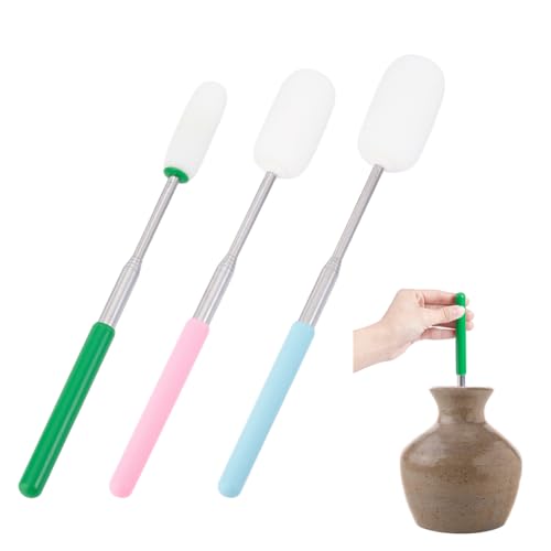 UNICRAFTALE 3Pcs 3 Styles Telescoping Sponge Stick Retractable Pottery Sponge Stick for Pottery with Long Handle Pottery Tool for Removing Excess Water from Tall and Narrow Pottery