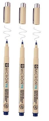 SAKURA PIGMA MICRON, PACK OF 4 ESSENTIAL COLORS, BLACK+RED+BLUE+SEPIA, (PN) - size: PN