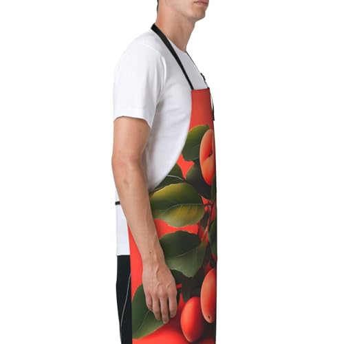 Cartoon heart sun Heavy Duty Waterproof Apron with Pockets for AdultsResistant Grilling, Gardening, Painting - color: Red Apricot
