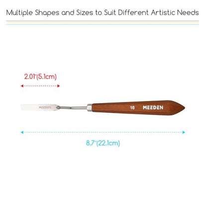 MEEDEN Artist Mixing Scraper Knife: 8.7" Flexible Stainless Steel Palette Painting Knife with Wooden Handle for Art Crafts, Cake Decorating, #16 - style: #16