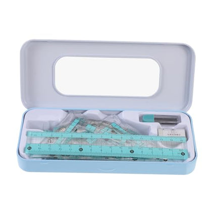 Operitacx Multi-Functional Drawing Office Ruler Kit with Compass Protractor and Triangles 7.08 Inch Clear Ruler for Kids Drawing Tools and School Math Supplies