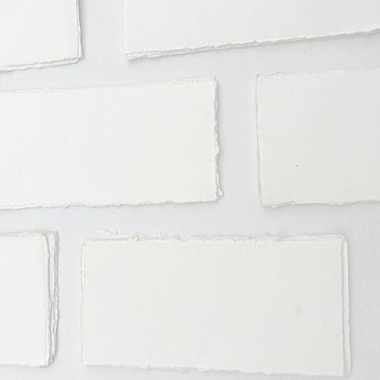 Handmade Cotton Deckle Edge Paper – Ideal for Wedding Invitations, Menu Cards, Calligraphy, Watercolor, Postcards, Crafts, and Announcements - Thick 150 GSM, Pack of 100 Sheets (9" x 4" Off-White) - size: 9" x 4" Off-White