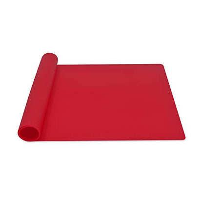Silicone Placemats, Food-Grade Non-Slip Waterproof, Dining, Stain Resistant, Countertop Protector, Kitchen Counter Mat, Heat Resistant, Baking mat Dishwasher Safe (23.6"×15.7"-1pack, Red) - color: Red, size: 23.6"×15.7"-1pack