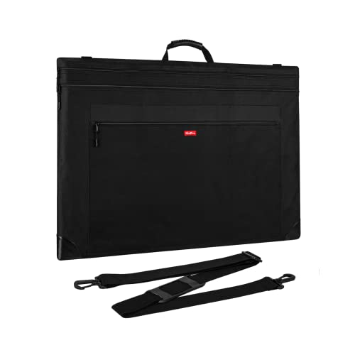 Nicpro Light Weight Art Portfolio Bag, 20x26 Black Art Canvas Portfolio Case with Detachable Shoulder Strap, Leather Corners, Carrying Storage Case for Artwork, Poster, Sketching, and Drawing - size: 20 x 26 inches