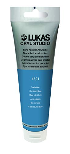 Lukas CRYL Studio Artist Acrylic Paint, Cerulean Blue, 125 ml Tube - High Pigment Acrylic Paints for Canvas Painting, Large Scale Works - Medium-Viscosity, Water-Mixable, Fast Drying - color: Cerulean Blue, size: 4.23 Fl Oz (Pack of 1)