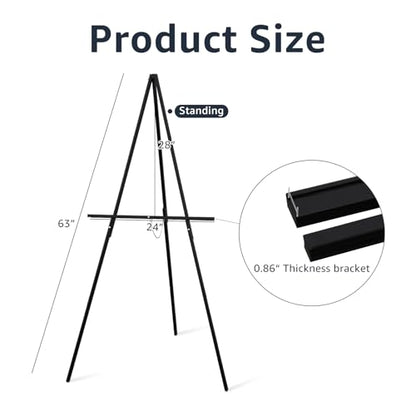 NianFeng Wooden Easel Stand for Sign, Easel Display Stand Floor for Wedding Sign with Adjustable Tray, 63-Inch, Tripod A-Frame Poster Light Duty, Welcome, Art Show & Baby Shower (Black) - color: Black