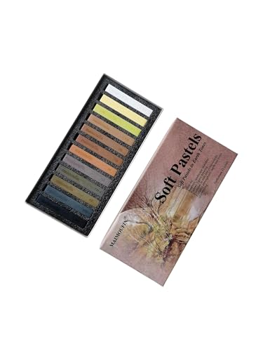 12-Pack Earth Tone Square Soft Pastels Water-Soluble Blendable Artist Drawing Pastels Set for Artists & Hobbyists Drawing, Painting & Sketching (Brown) - color: Brown