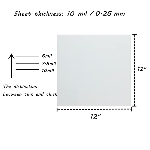 BANLTRE 10 Sheets 10 mil Mylar Sheet 12 x 12 inch Milky Translucent PET Blank Stencil Making Sheet for Machines, Laser Cutting, Cut Tool Template Material (10 mil) - size: 10 mil