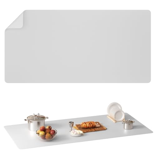Silicone Mats for Kitchen Counter 47.2"x23.6"x0.08”, Largest Heat Resistant Mats for Countertop, Kitchen Island Silicone Protector Placemats Nonslip Extra Large Counter Mat (Translucent)