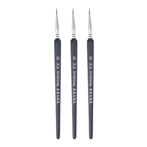 HARFINGTON 3pcs Detail Paint Brushes 7mm Pointed Tip 180mm Length Nylon Hair Miniature Painting Brush for Watercolor Oil Acrylic Painting(00#), Black - color: Black, size: 00# 7mm