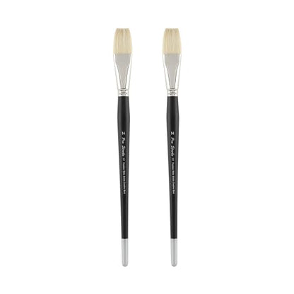 Creative Mark Pro Stroke Premium White Chungking Hog Bristle Artist Paint Brush - Flat # 14-2 Pack - Natural Bristle Brush w/Great Control Suitable for Oils, Watercolors, Acrylics, Alkyds, Caseins - size: 14 - 2 Pack