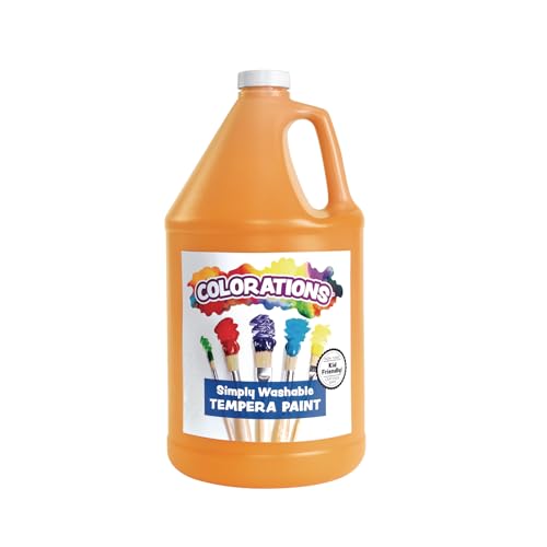 Colorations Paraben-Free Washable Tempera Paint for Kids - 1 Gallon Value Size. Vibrant Orange, Non-Toxic and Made in The USA - color: Orange