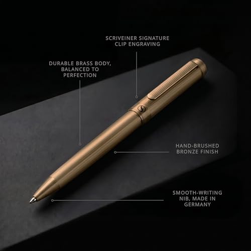 Scriveiner Bronze Ballpoint Pen - Stunning Luxury Pen, Schmidt Black Refill, Best Ball Pen Gift Set for Men & Women, Professional Executive Office, Nice Fancy Designer Pens - color: 8. Bronze