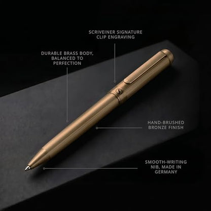 Scriveiner Bronze Ballpoint Pen - Stunning Luxury Pen, Schmidt Black Refill, Best Ball Pen Gift Set for Men & Women, Professional Executive Office, Nice Fancy Designer Pens - color: 8. Bronze