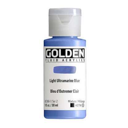GOLDEN Fluid Acrylics, Light Ultramarine Blue, 1 fl. oz. Bottle, Professional Acrylic Paint, Opaque