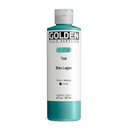 GOLDEN Fluid Acrylics, Teal, 8 fl. oz. Bottle, Professional Acrylic Paint, Opaque