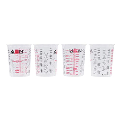 ABN Automotive Paint Mixing Cups - 50 Pack 20oz Plastic Measuring Mixing Cups for Epoxy Resin, Activators, and Thinners - Bonus Mixing Sticks