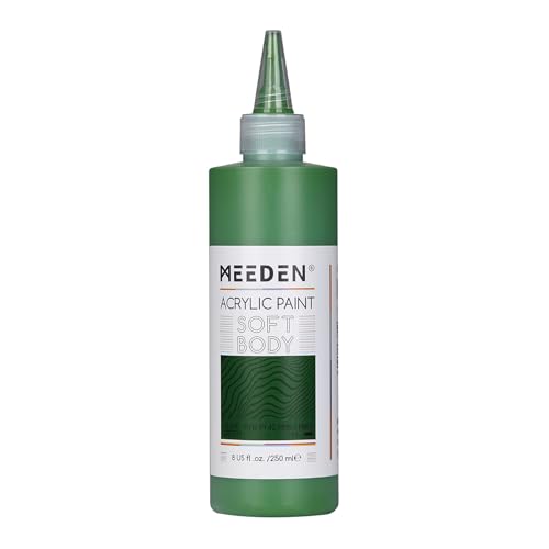 MEEDEN Olive Green Acrylic Paint: Matte Finish 250ml/8.45oz Soft Body Bulk Acrylic Colors in Ergonomic Bottle - Fluid Flow Art Paints for Artists Canvas Painting - color: Olive Green
