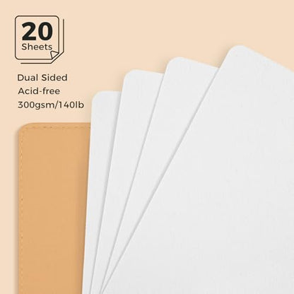 Watercolor Sketchbook,8.2 x 5.5 inch,20 Sheets Cold Press 100% Cotton 300 GSM 140lb,A5 Watercolor Paper for Art Painting, Drawing, Mixed Media - color: brown