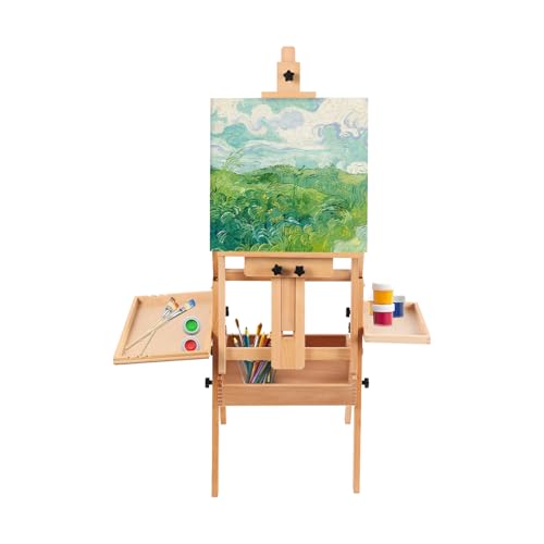Adjustable Painting Board Stand, Artist Easel H-Frame Studio Easel Wooden Stand for Painting Wooden Easel Painting Holder with Storage Tray for Classroom Art Activities, Outdoor Paintings