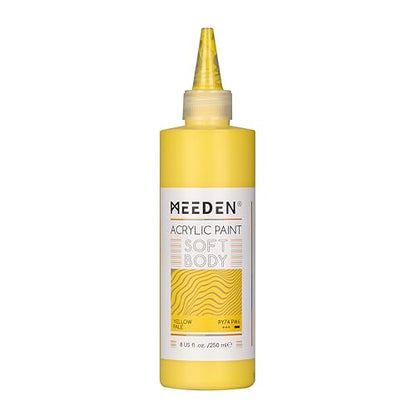 MEEDEN Soft Body Acrylic Paint: Yellow Pale Matte Finish - 250ml/8.45oz Bulk Acrylic Colors in Ergonomic Bottle - Fluid Flow Art Paints for Artists Canvas Painting - color: Yellow Pale