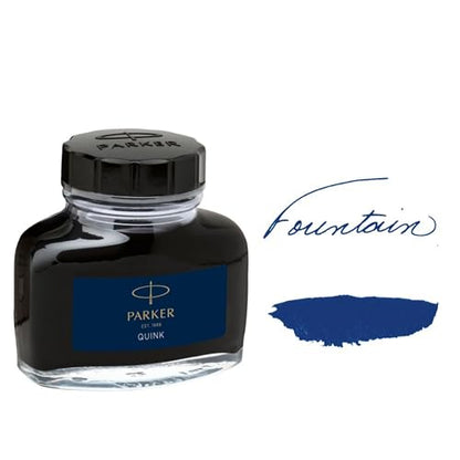 Parker Fountain Pen Ink Bottle | Washable Blue QUINK Ink | 57 ml Fountain Pen Refill