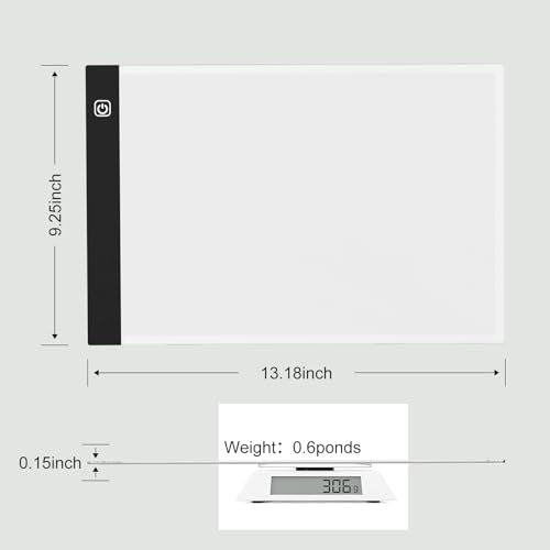 comzler A4 LED Light Board, 3 Level Dimmable Brightness USB Power Artcraft Light Table for Tracing, Light Drawing Sketch Pad for Animation, Sketching, Drawing, Stenciling, Artists - Black - style: Portable Ultra-thin Magnetic LED light pad Tracing Light B
