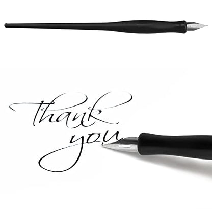 Zonon 2 Sets Oblique Calligraphy Dip Pen Set Include 2-in-1 Calligraphy Oblique Pen or Straight Holder with 8 Pcs Replacement Nibs