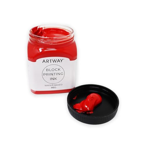 Artway Premium Block Printing Ink - 250ml - Red - Ideal for Relief, Block and Lino Printmaking - color: Red