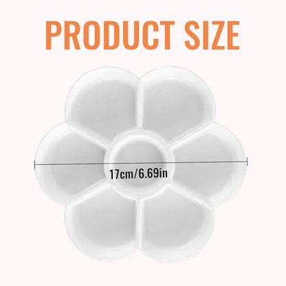 15 Pack Round Paint Palettes, 6.7''Paint Tray Palettes with 7 Wells, White Plastic Paint Mixing Tray Watercolor Painting Dish for Oil DIY Art Gouache, Easy to Clean