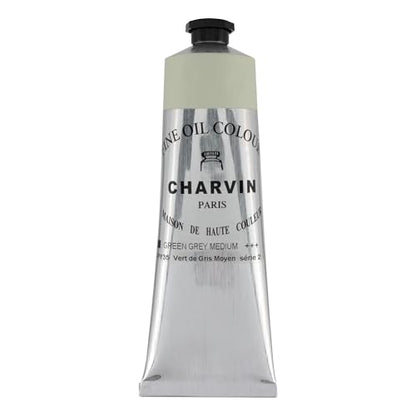 Charvin Professional Artist Quality Oil Paints, Natural Color Themed Hues, Green Gray Medium 150 ml - color: Green Gray Medium