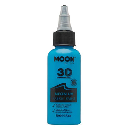 Moon Glow - Neon UV 3D Fabric Paint - 1.01fl oz - Intense Blue - Textile paint for clothes, t-shirts, bags, shoes & canvas - color: Intense Blue