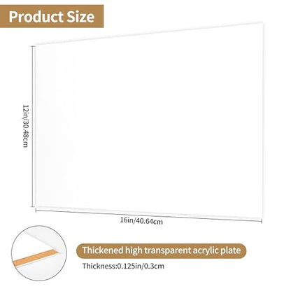 Lesnlok Matte Acrylic Sheets 1/8 inch Thick 3mm 12 x 16 Frosted White Plexiglass Sheet,Suitable for Painting, Handicrafts, DIY Display Projects (2, Matte White, 12 x 16) - color: matte opaque white, size: 12 x 16 x 1/8