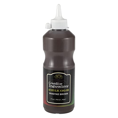 Creative Inspirations Acrylic Paint - Vandyke Brown - 500mL - 2 Pack - Smooth & Creamy Consistency, Vibrant Pigmentation, Great Coverage for Artists - Clean Up with Soap & Water - color: Vandyke Brown, size: 16.91 Fl Oz (Pack of 2)