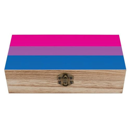 Bisexual Pride Flag Jewelry Box Wooden Rustic Multi-Purpose Organizer with Front Clasp for Jewelry, Crafts, Accessories & Small Items - color: style-3