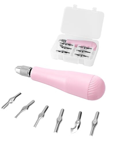UCEC Linocut Carving Kit – 6-Blade Carving Kit for Stamp Making, Linocut Tools for Block Printing & Printmaking – Ergonomic Handle, Portable Design (Pink) - color: 1pc Linoleum Knife(pink)