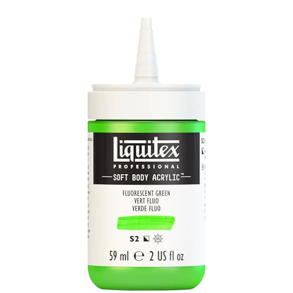 Liquitex Professional Soft Body Acrylic Paint, 59ml (2-oz) Bottle, Fluorescent Green - color: Fluorescent Green, style: 2-oz Bottle