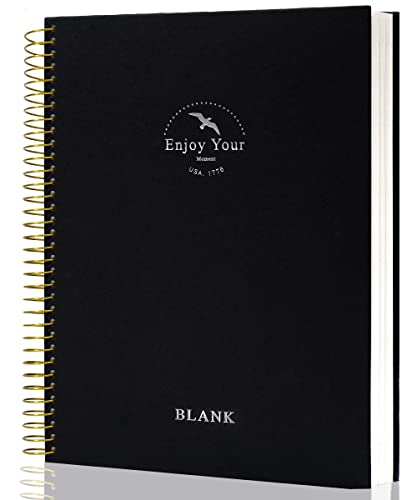 FLYING EAGLE Blank Paper Spiral notebook Journal 8.5 x 11 Blank Large Spiral Notebook 210 Pages Hardcover Spiral Sketchbook Sketch Book for drawing for Men Women,Black - color: Black, size: blank page