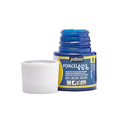 Pebeo Porcelaine 150 - Water-Based High-Gloss Porcelain Paint, 45 ml Bottle - Sapphire Blue - color: Sapphire Blue