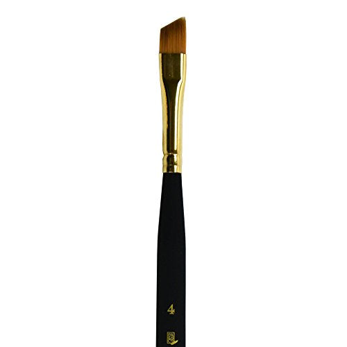 Princeton Mini-Detailer Angle Shader Brush, Synthetic, Short Handle, Size 4, 1 Count - color: Black, size: Size 4