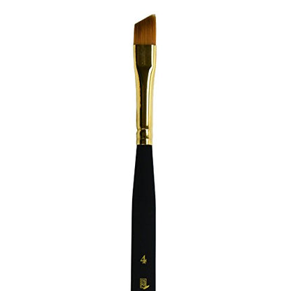 Princeton Mini-Detailer Angle Shader Brush, Synthetic, Short Handle, Size 4, 1 Count - color: Black, size: Size 4