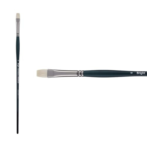 Creative Mark Imperial Professional Chungking Hog Bristle Brush - Bright # 6, Handmade Long Handle Oil Paint Brushes for Artists, Nickel-Plated Brass Ferrules, Stiff Yet Soft Natural Bristles - size: #6