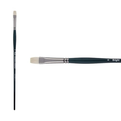 Creative Mark Imperial Professional Chungking Hog Bristle Brush - Bright # 6, Handmade Long Handle Oil Paint Brushes for Artists, Nickel-Plated Brass Ferrules, Stiff Yet Soft Natural Bristles - size: #6