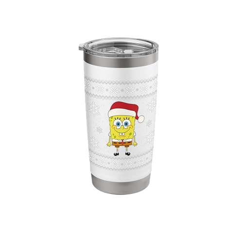 Spongebob SquarePants Holiday Christmas Graphic Stainless Steel Insulated Tumbler - color: White