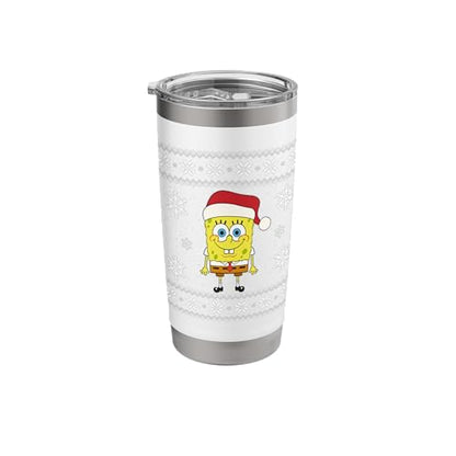 Spongebob SquarePants Holiday Christmas Graphic Stainless Steel Insulated Tumbler - color: White