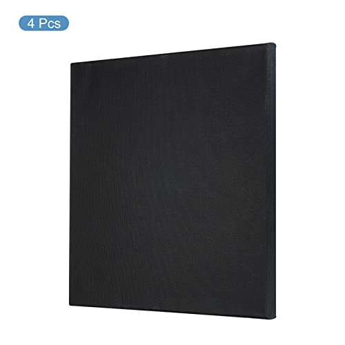PATIKIL Paint Canvases Panel for Painting, 4 Pack 12x12 Inch Square Wood Frame Stretched Blank Art Board Panels for Acrylic, Oil, Tempera Painting, Black - size: 12x12 Inch