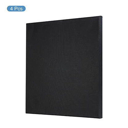 PATIKIL Paint Canvases Panel for Painting, 4 Pack 12x12 Inch Square Wood Frame Stretched Blank Art Board Panels for Acrylic, Oil, Tempera Painting, Black - size: 12x12 Inch