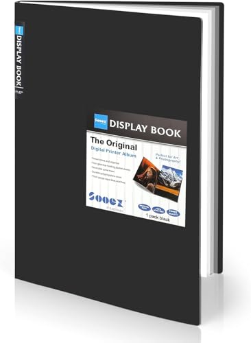 Sooez Art Portfolios 11"x14", Large Portfolio Folder with 30 Pockets & Black Inner Sheets, Display 60 Pages, 11 x 14 Presentation Book for Artwork Storage, Binder with Plastic Sleeves for Artist - color: Black, size: 11x14" w/ BLK Paper
