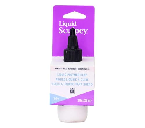 Polyform Liquid Sculpey Liquid Polymer Oven-Bake Clay, Translucent, 2 oz. bottle, Great for jewelry, holiday, DIY, mixed media, window clings, home décor and more! Great for beginners to artists!